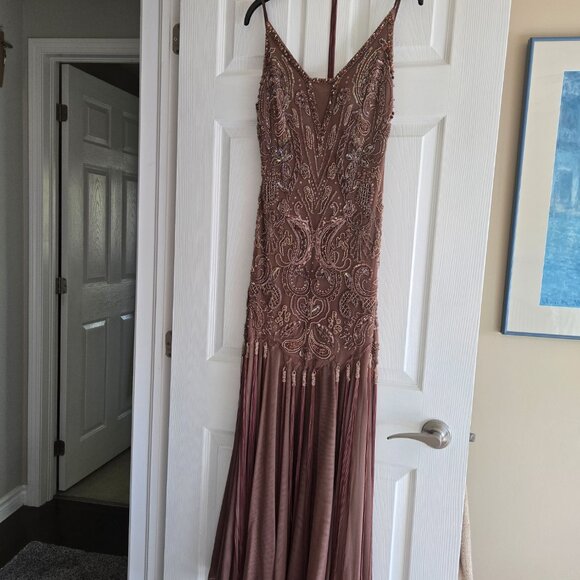 Sue Wong Mauve Beaded Formal Long Dress - Picture 2 of 3